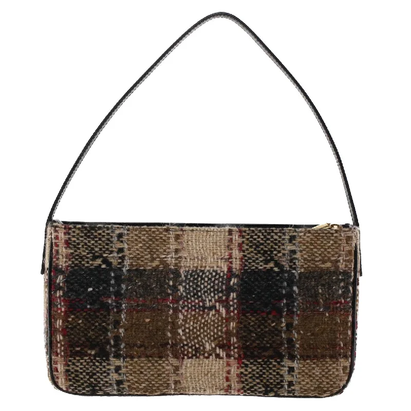 BURBERRY Nova Check Hand Bag Wool Beige  49934