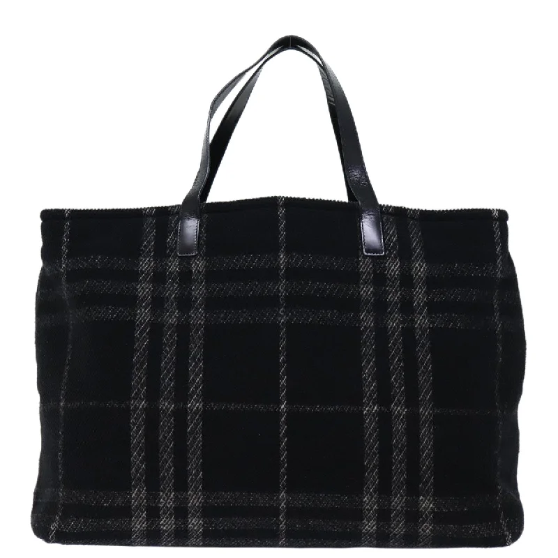 BURBERRY Nova Check Hand Bag Wool Black  bs13719