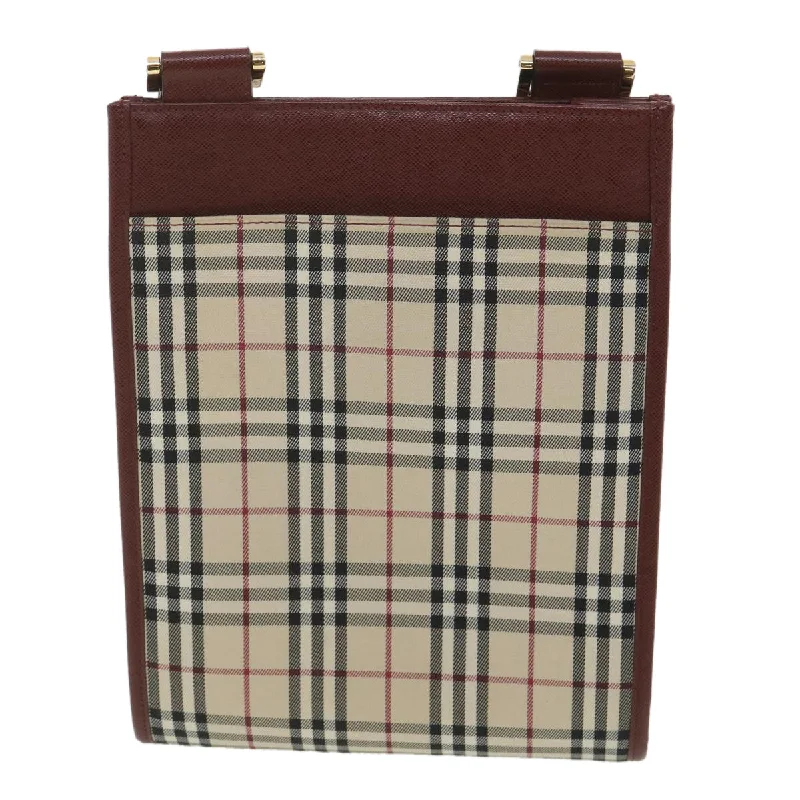 BURBERRY Nova Check Shoulder Bag Canvas Beige Wine Red black  yk5688