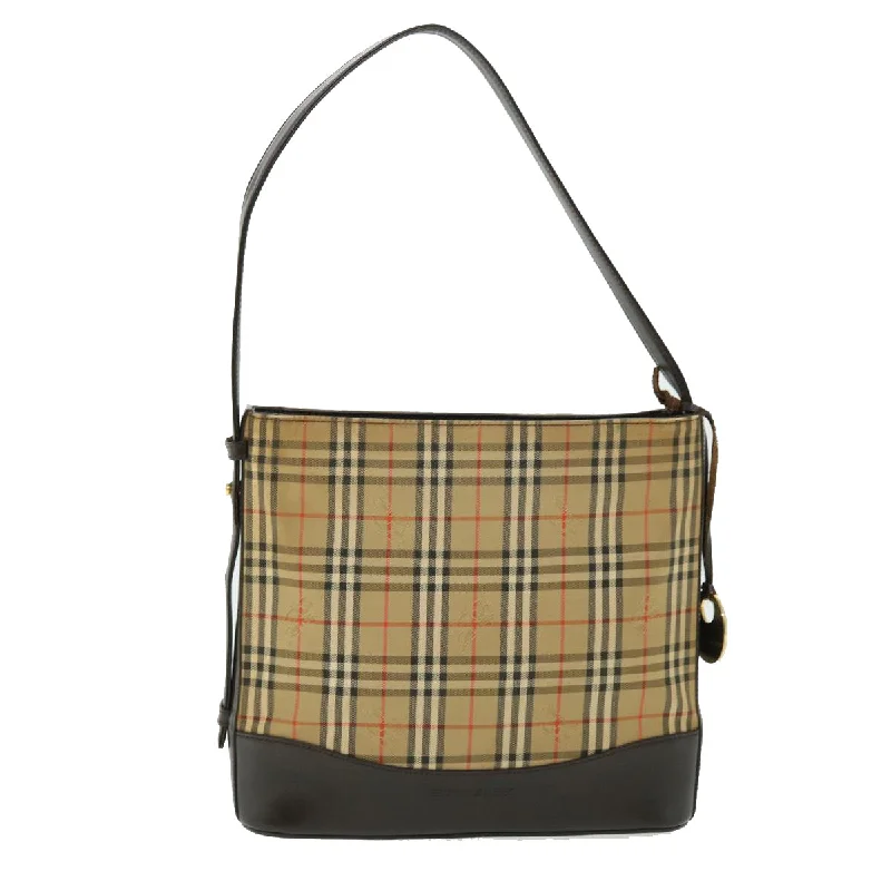 BURBERRY Nova Check Shoulder Bag Canvas Leather Beige Brown Red  51027