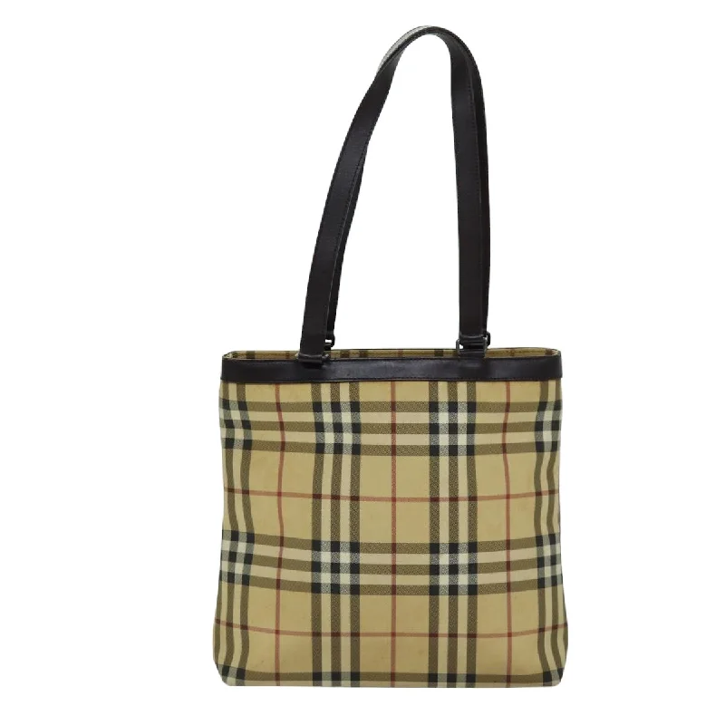 BURBERRY Nova Check Tote Bag Canvas Beige Dark Brown  76724