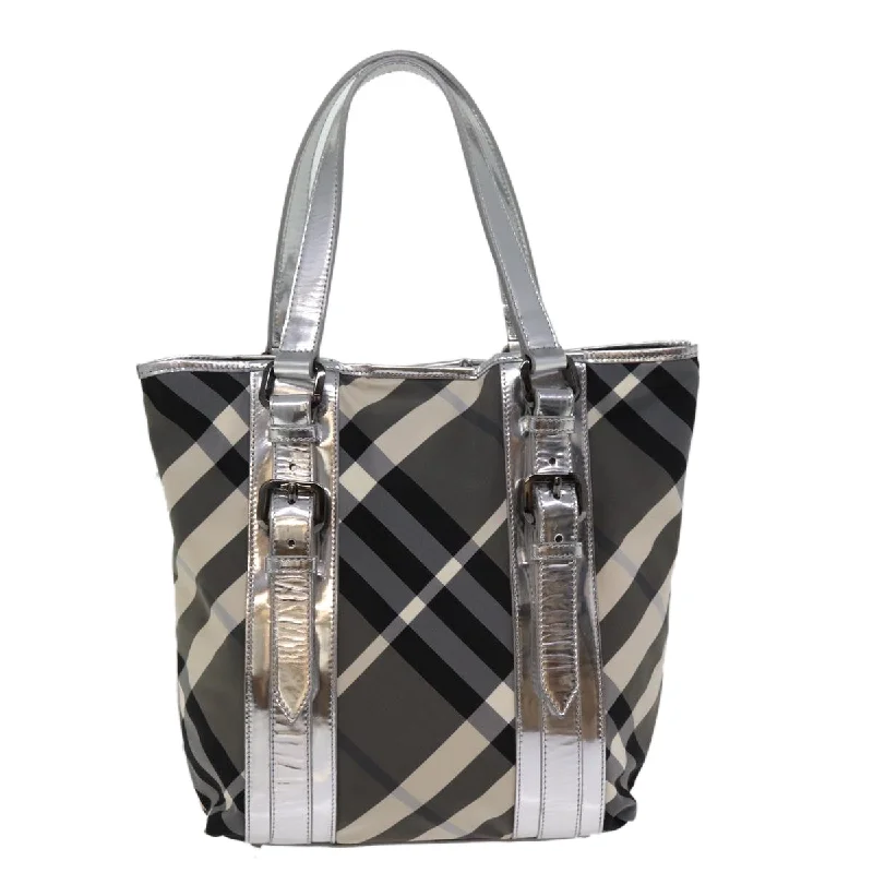 BURBERRY Nova Check Tote Bag Nylon Gray  77008