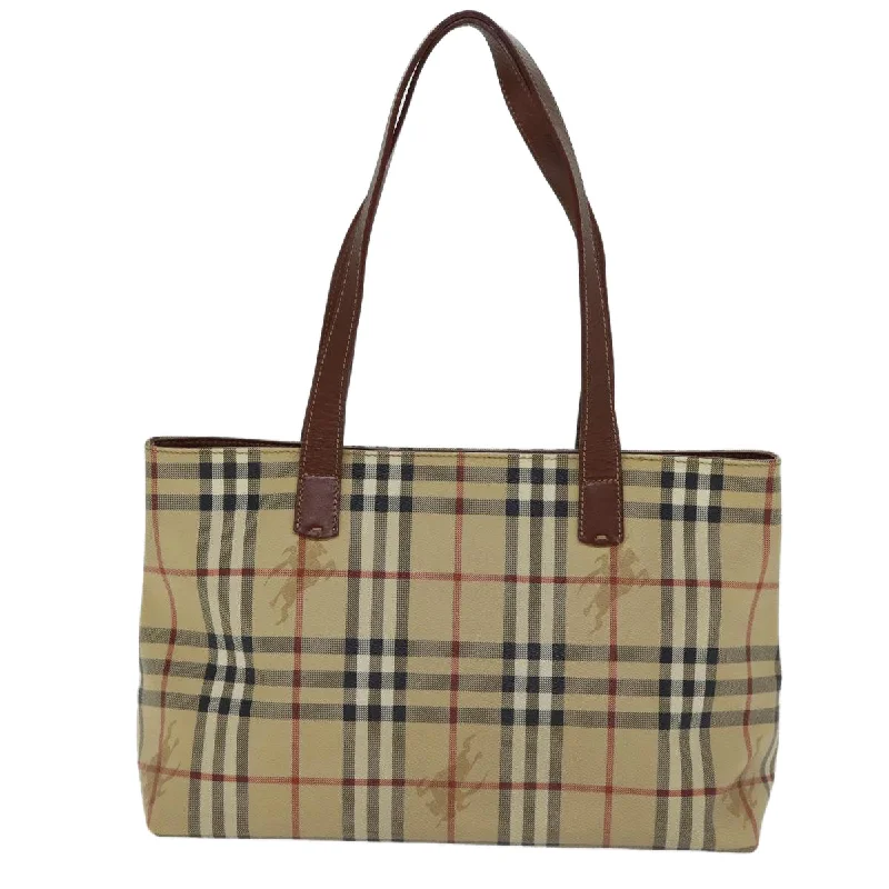 BURBERRY Nova Check Tote Bag PVC Beige Brown  72636