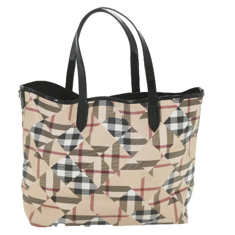 BURBERRY Nova Check Tote Bag PVC Leather Beige  ki3736