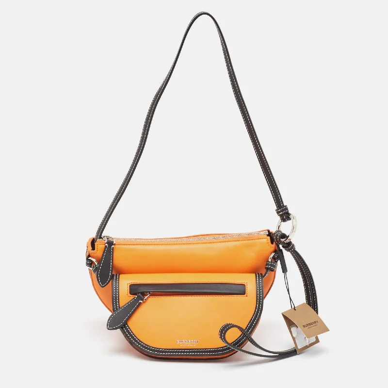 BURBERRY Orange/Black Leather Mini Double Olympia Bag