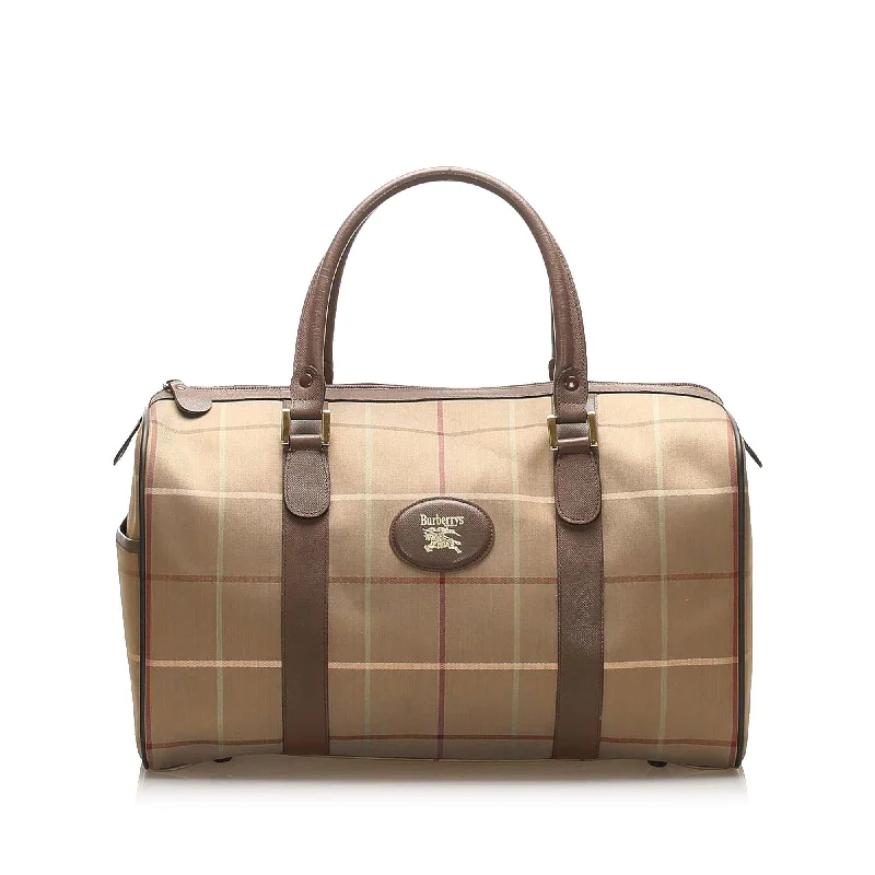 Burberry Plaid Canvas Boston Bag (SHG-18833)