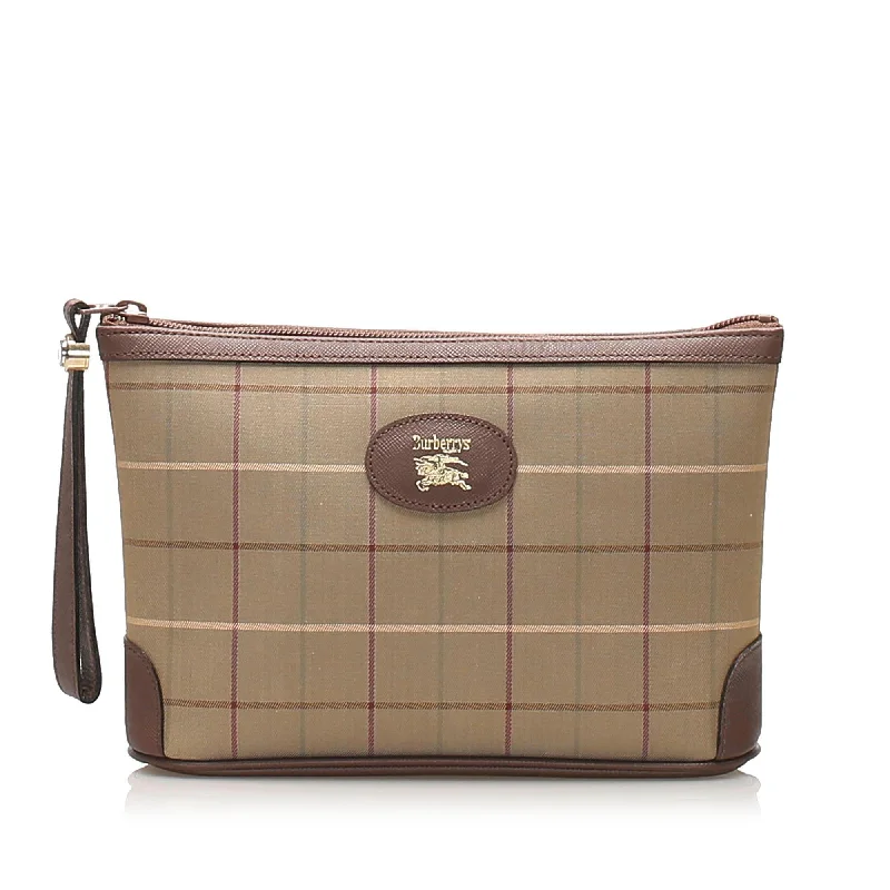 Burberry Plaid Canvas Clutch Bag (SHG-12053)