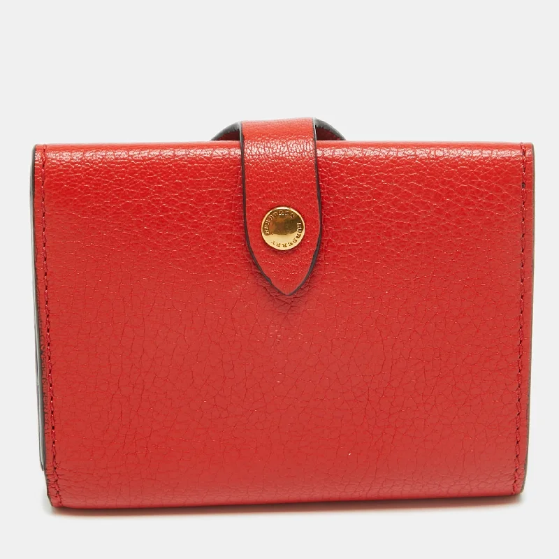 BURBERRY Red Leather Harlow Compact Wallet