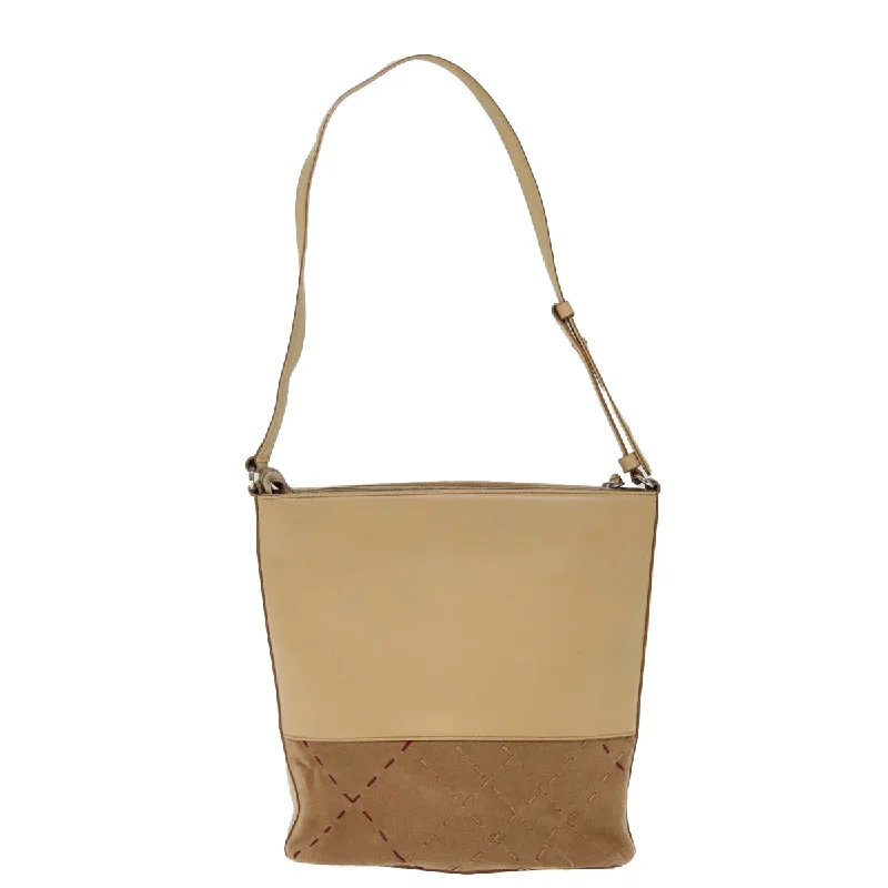 BURBERRY Shoulder Bag Suede Leather Beige  75665