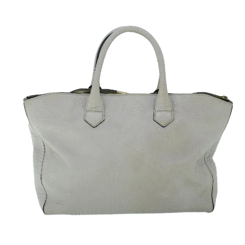 BURBERRY Tote Bag Leather Gray White  ac2169