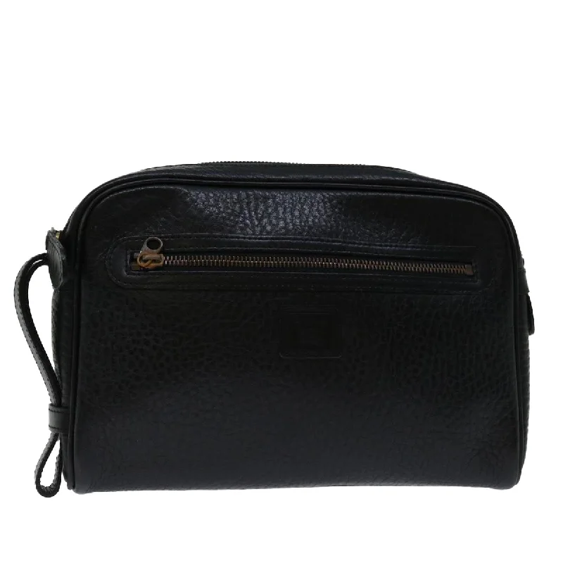 BURBERRYSs Clutch Bag Leather Black Auth yk11126