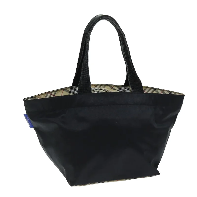 BURBERRYSs Nova Check Blue Label Tote Bag Nylon Black Auth yk12675