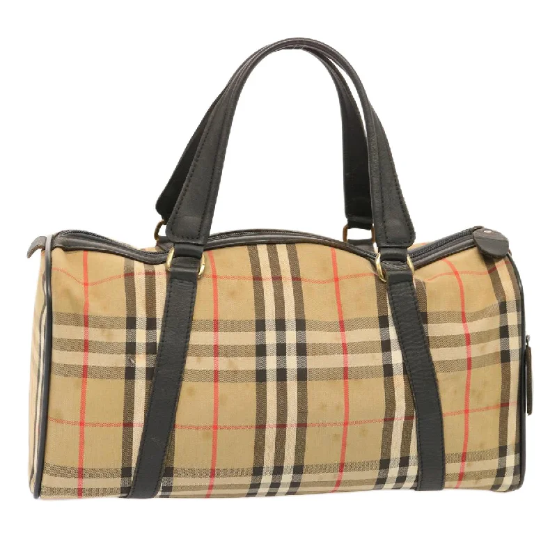 BURBERRYSs Nova Check Boston Bag Canvas Beige Auth 73347