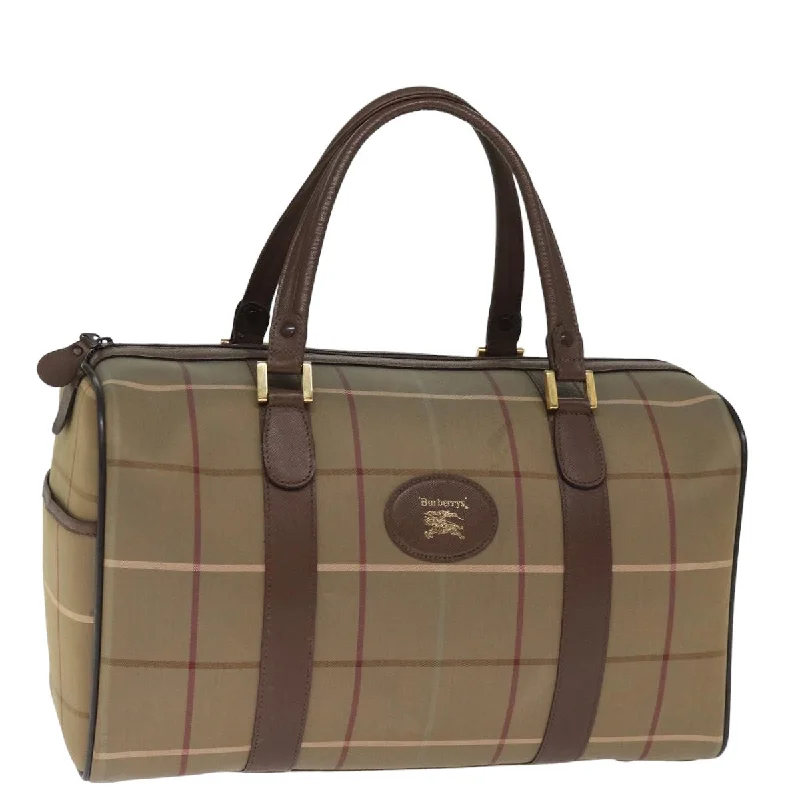 BURBERRYSs Nova Check Boston Bag Canvas Khaki Auth bs14854