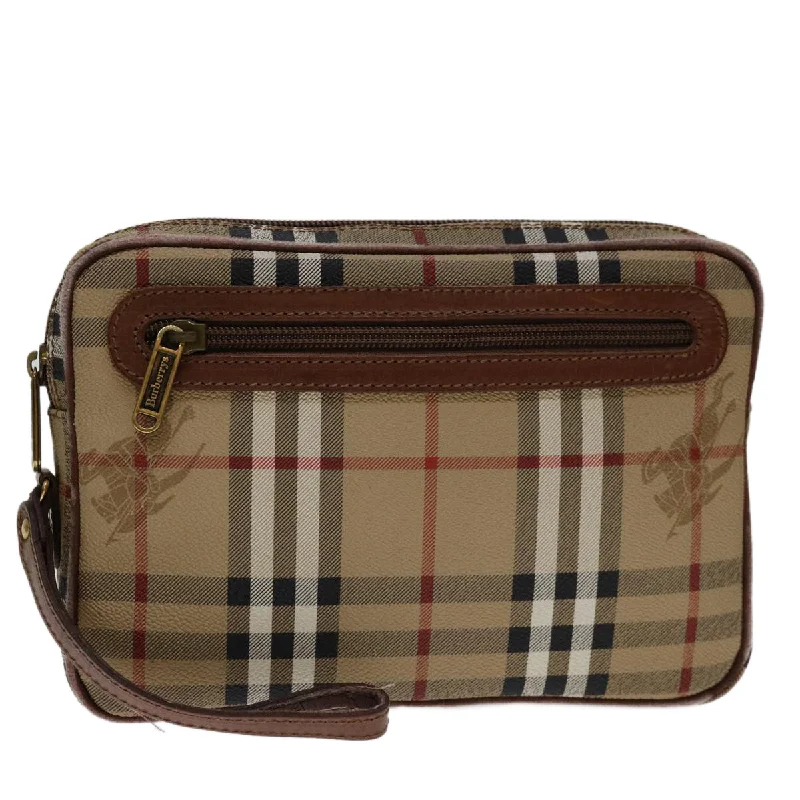 BURBERRYSs Nova Check Clutch Bag PVC Beige Brown Auth yk11383