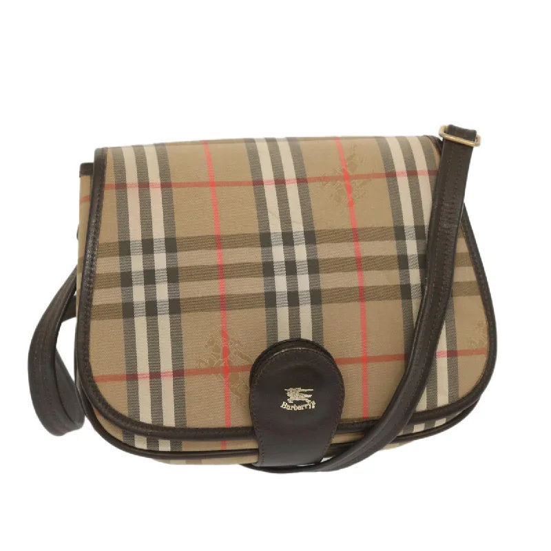 BURBERRYSs Nova Check Shoulder Bag Canvas Beige Auth ki4186