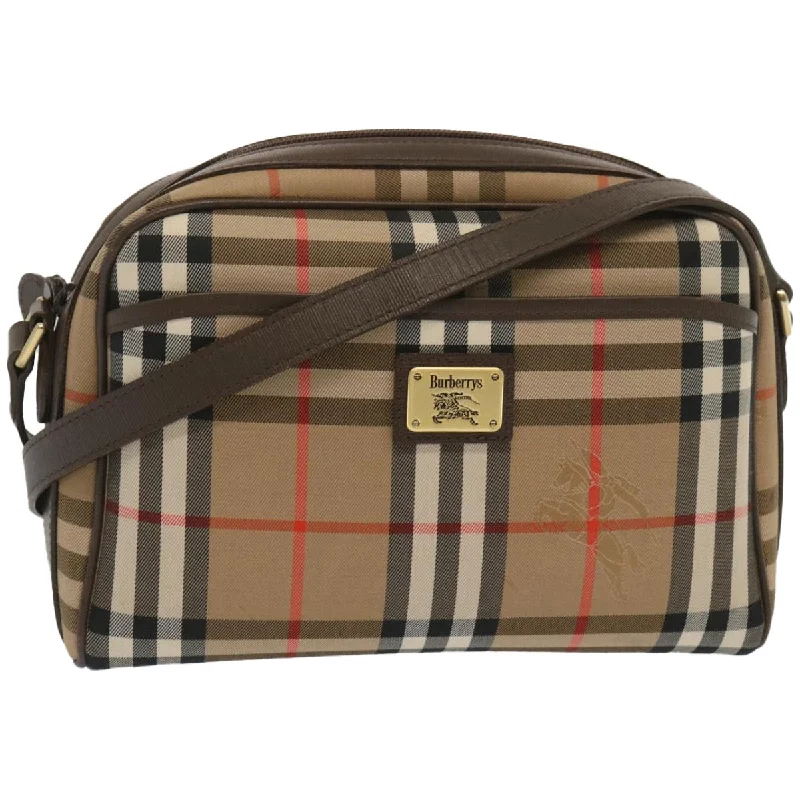 BURBERRYSs Nova Check Shoulder Bag Canvas Beige Auth yk10796