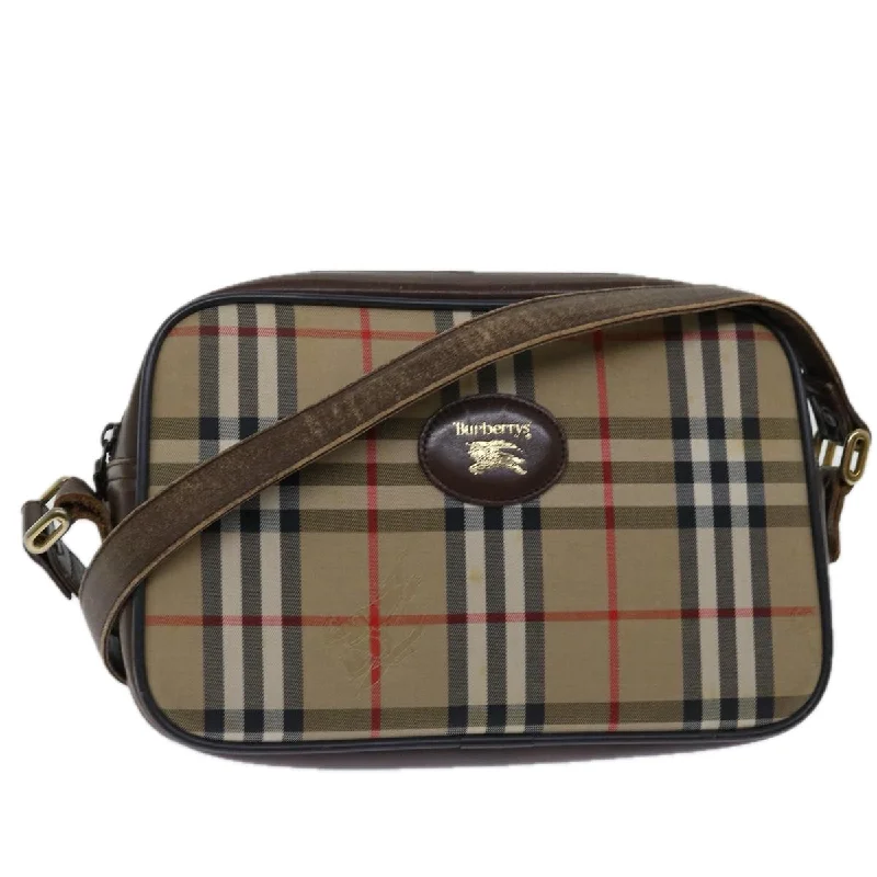 BURBERRYSs Nova Check Shoulder Bag Canvas Beige Auth yk11222